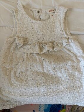 Cat & Jack Cream Eyelet Ruffle Tank